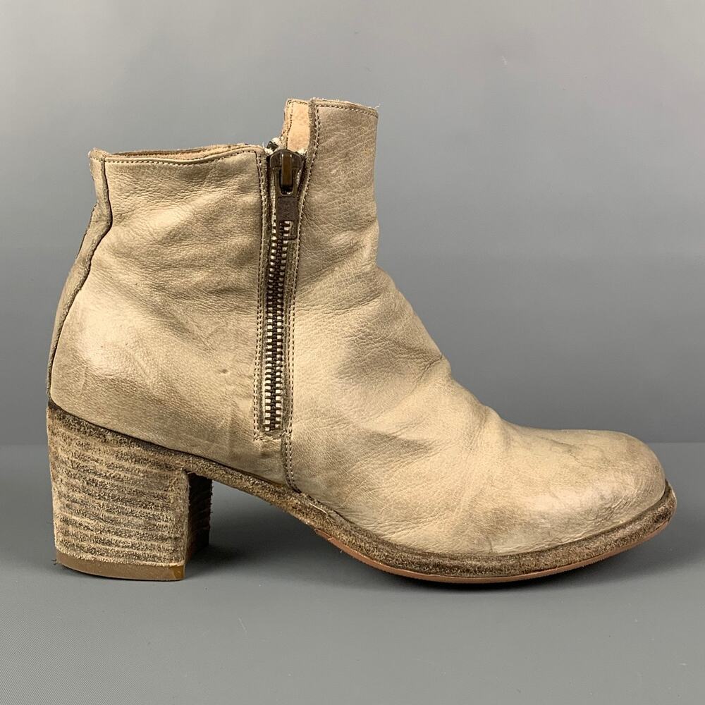 OFFICINE CREATIVE Size 7 Cream Double Zipper Boots